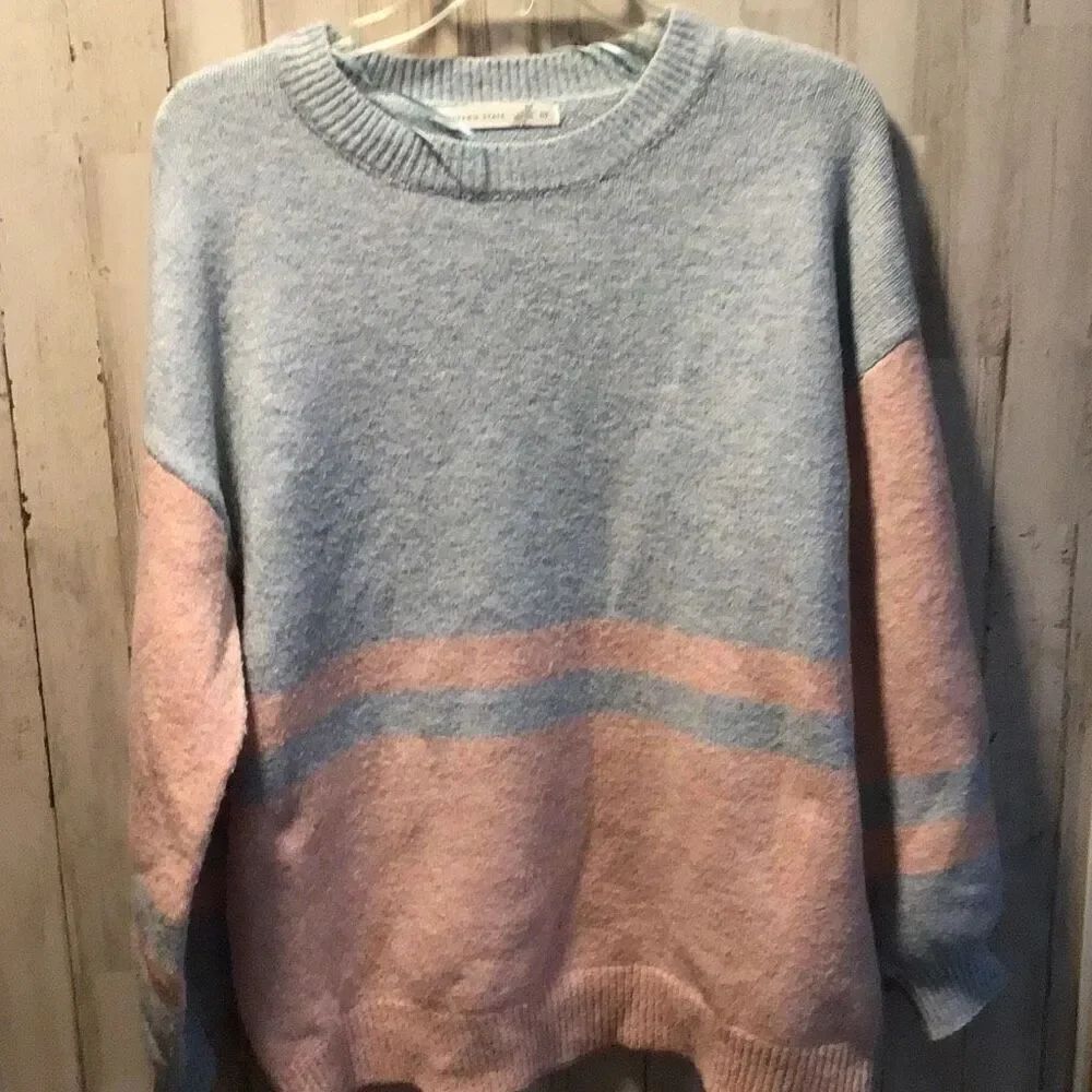 Beautiful and sexy little wool blend pink and blue sweater from altered state si